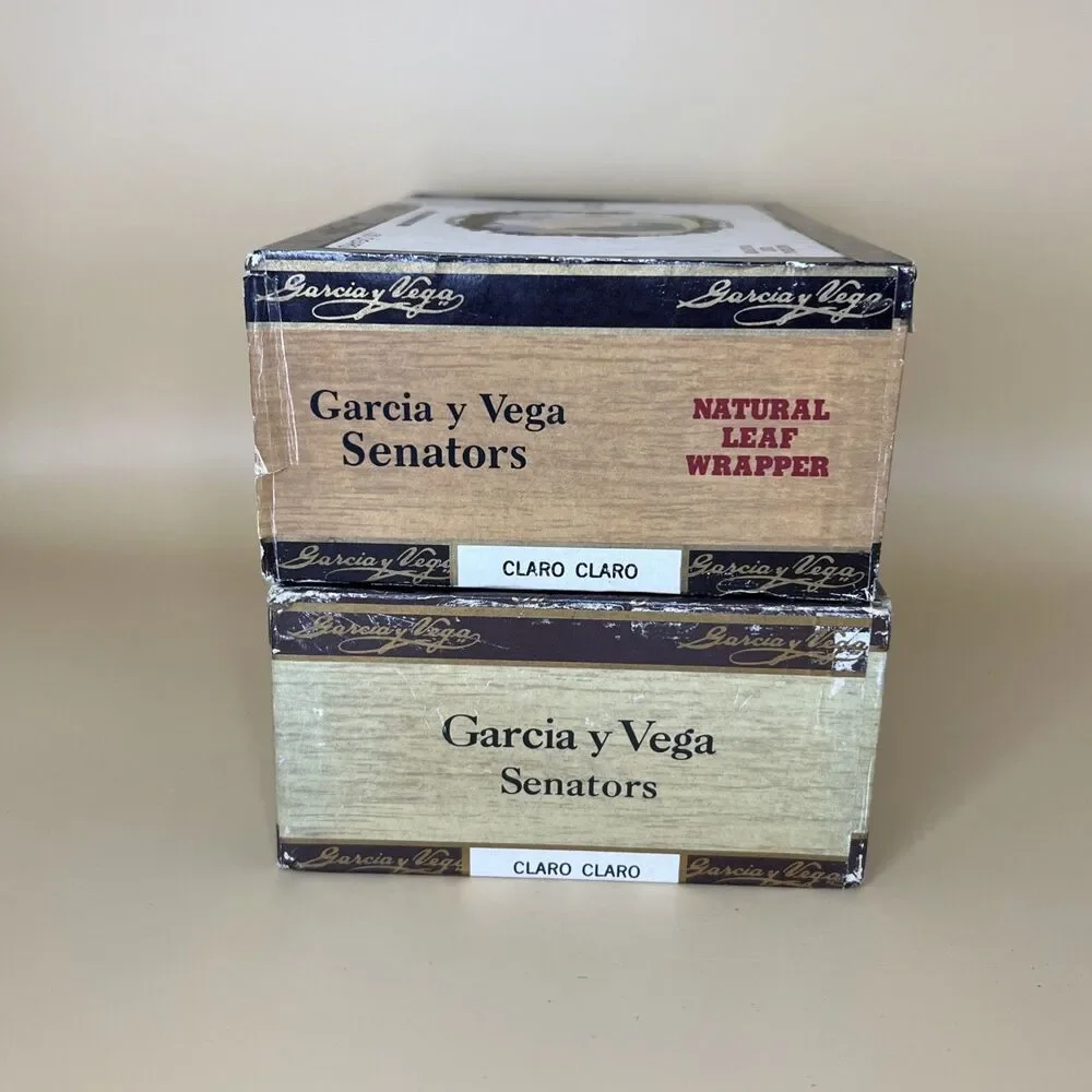 Lot of 2 Vintage La Flor De Garcia y Vega Senators Empty Cigar Boxes Tobacco 50